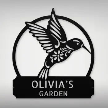 Custom Floral Hummingbird Metal Sign