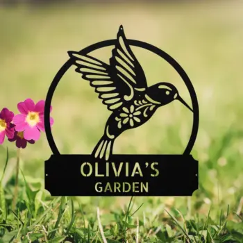 Custom Floral Hummingbird Metal Sign