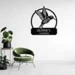 Custom Floral Hummingbird Metal Sign