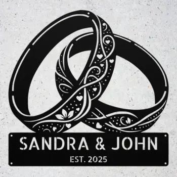 Custom Floral Rings Metal Sign