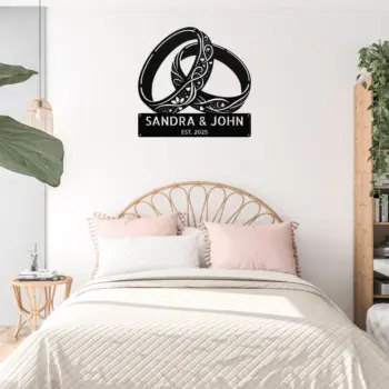 Custom Floral Rings Metal Sign