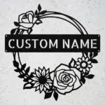 Custom Floral Wreath Metal Sign
