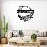 Custom Floral Wreath Metal Sign