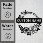 Custom Floral Wreath Metal Sign