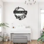 Custom Floral Wreath Metal Sign