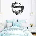 Custom Floral Wreath Metal Sign