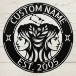 Custom Gemini Zodiac Metal Sign
