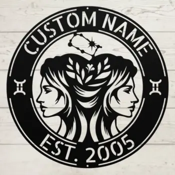Custom Gemini Zodiac Metal Sign