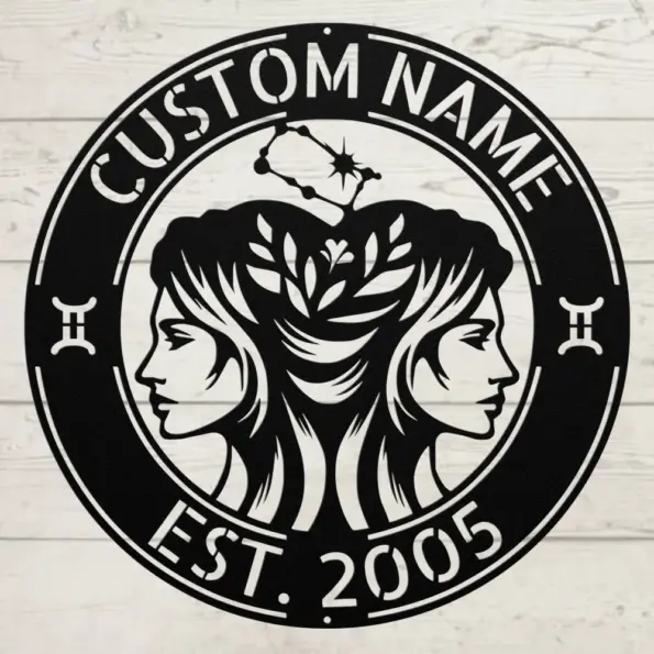 Custom Gemini Zodiac Metal Sign