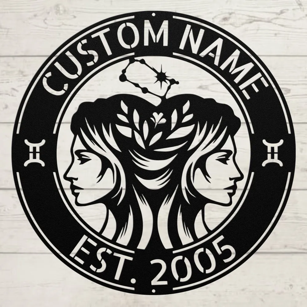 Custom Gemini Zodiac Metal Sign Custom Gemini Zodiac Metal Sign