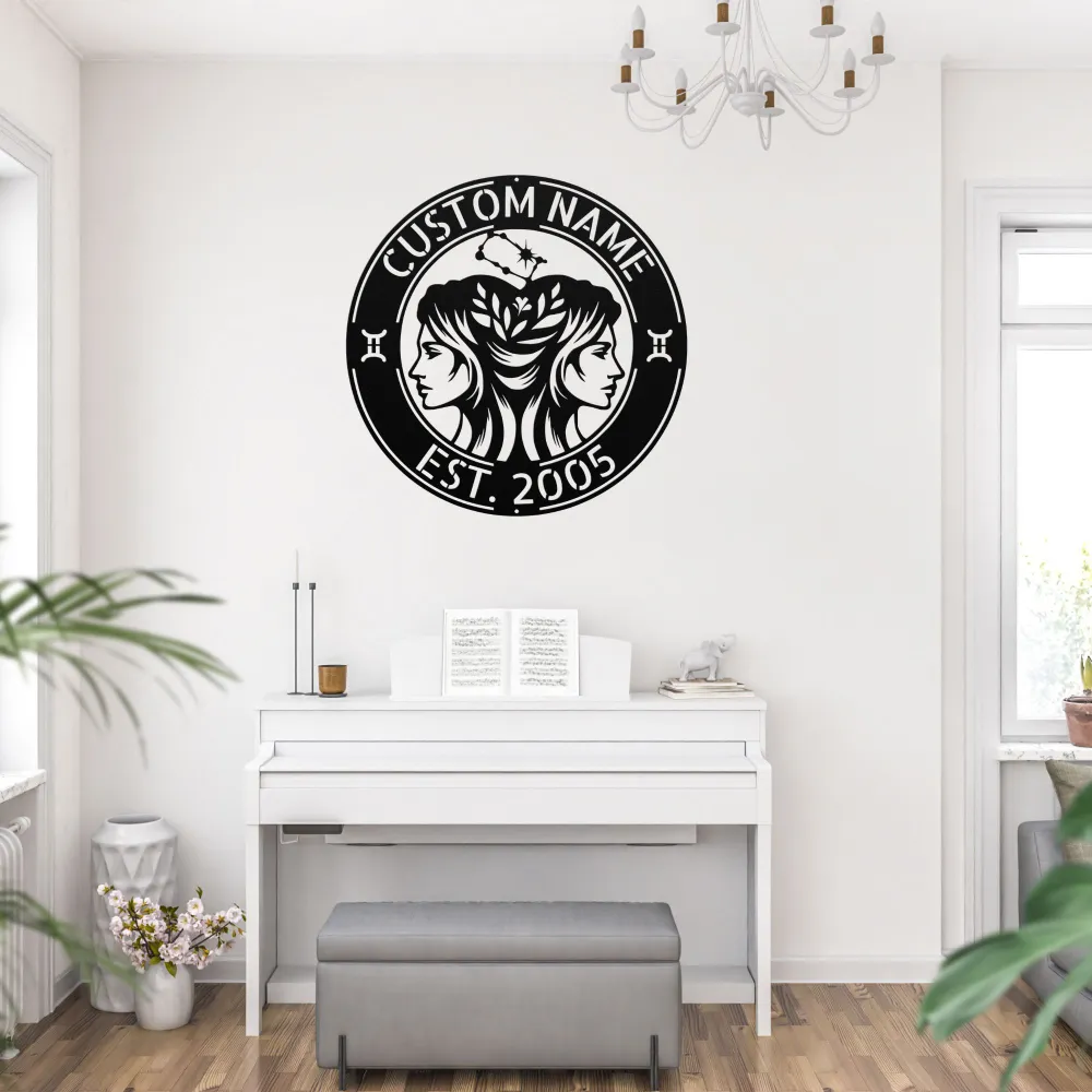 Custom Gemini Zodiac Metal Sign Custom Gemini Zodiac Metal Sign