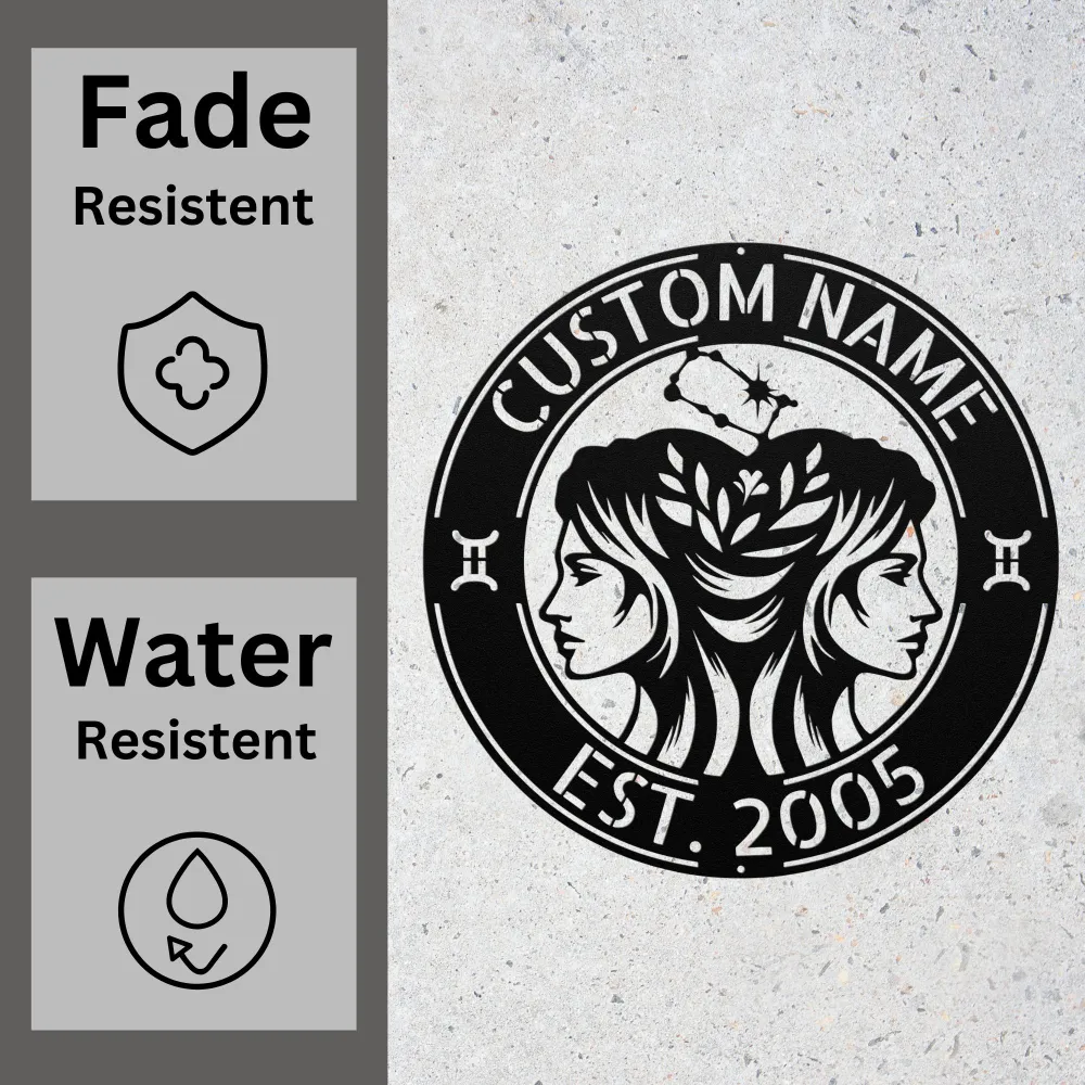 Custom Gemini Zodiac Metal Sign Custom Gemini Zodiac Metal Sign