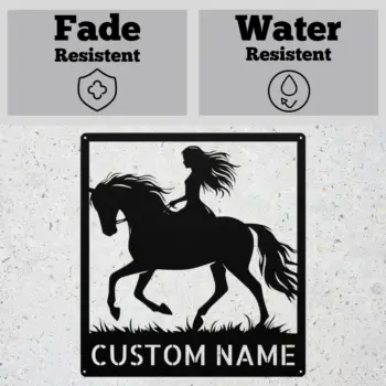 Custom Girl Riding Horse Metal Sign