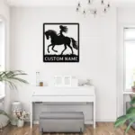Custom Girl Riding Horse Metal Sign