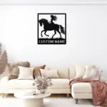 Custom Girl Riding Horse Metal Sign