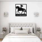 Custom Girl Riding Horse Metal Sign