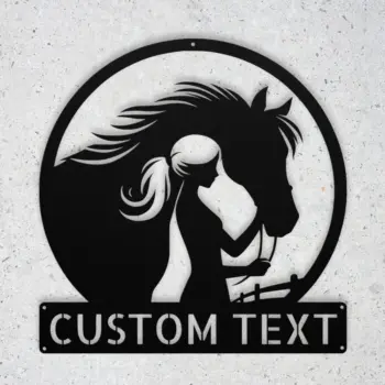Custom Girl With Horse Metal Sign
