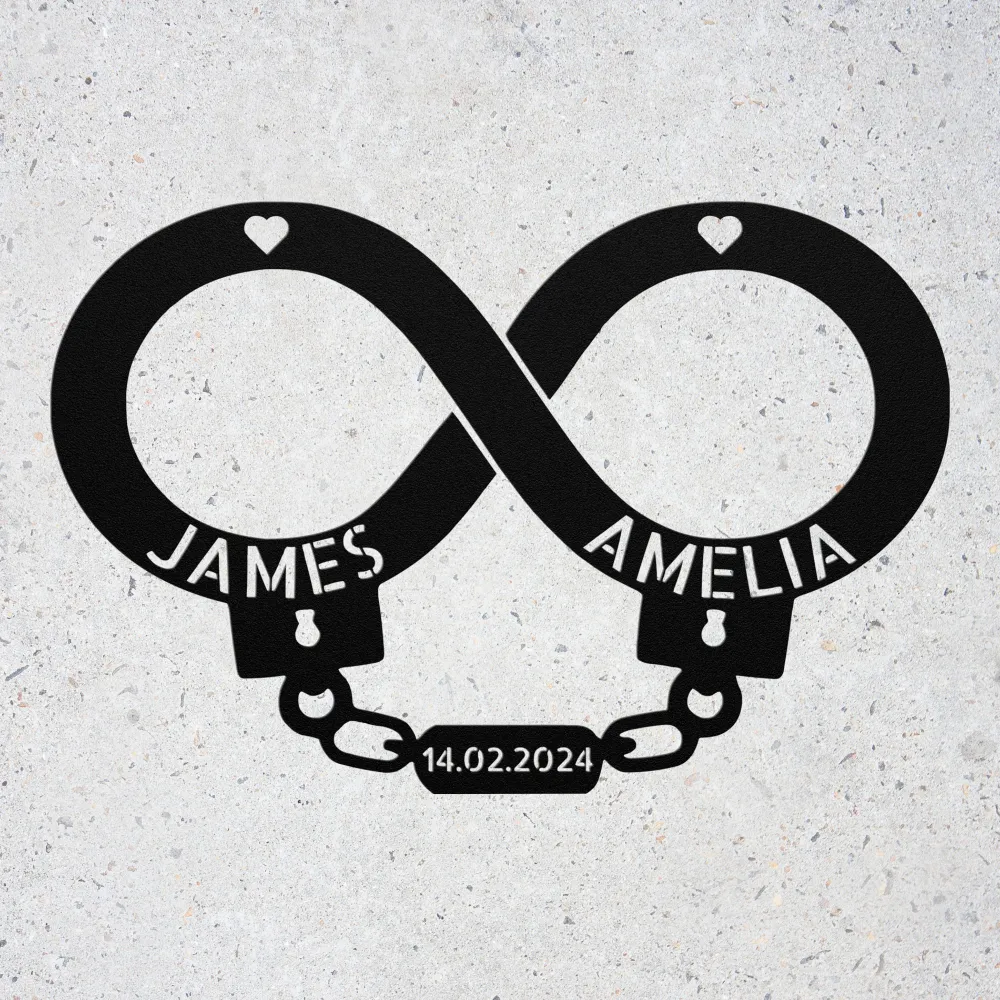 Custom Handcuff Couple Metal Sign Custom Handcuff Couple Metal Sign