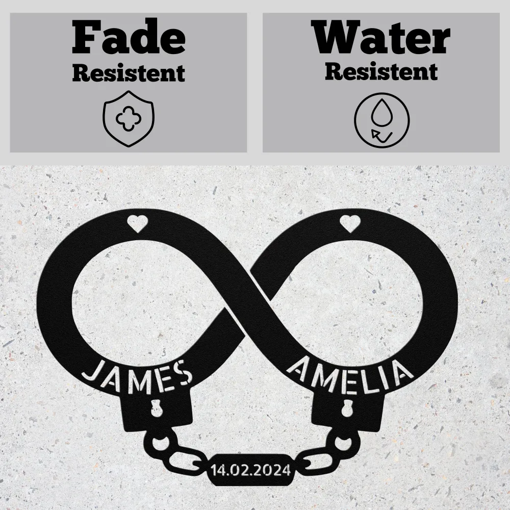 Custom Handcuff Couple Metal Sign Custom Handcuff Couple Metal Sign