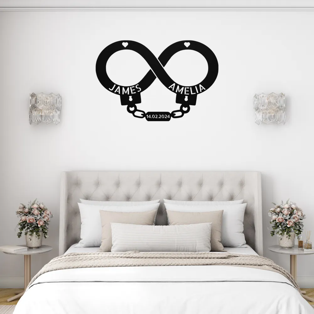 Custom Handcuff Couple Metal Sign Custom Handcuff Couple Metal Sign