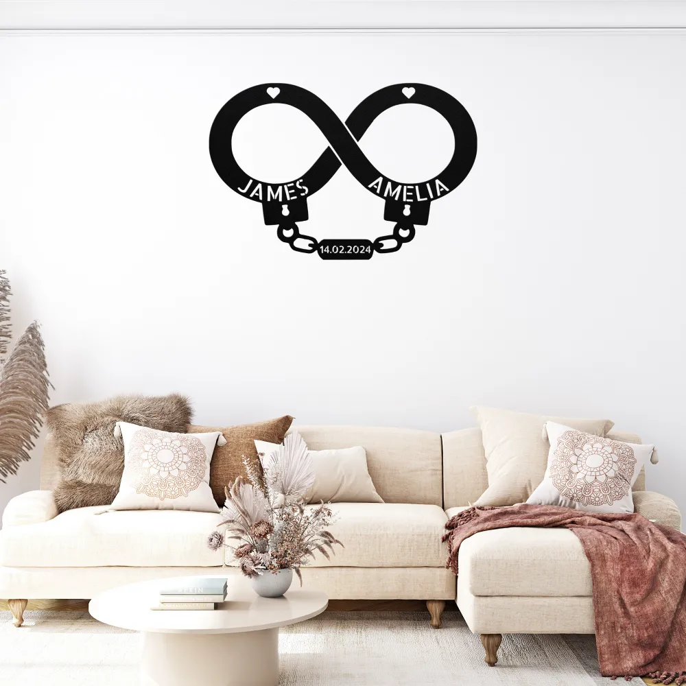 Custom Handcuff Couple Metal Sign Custom Handcuff Couple Metal Sign