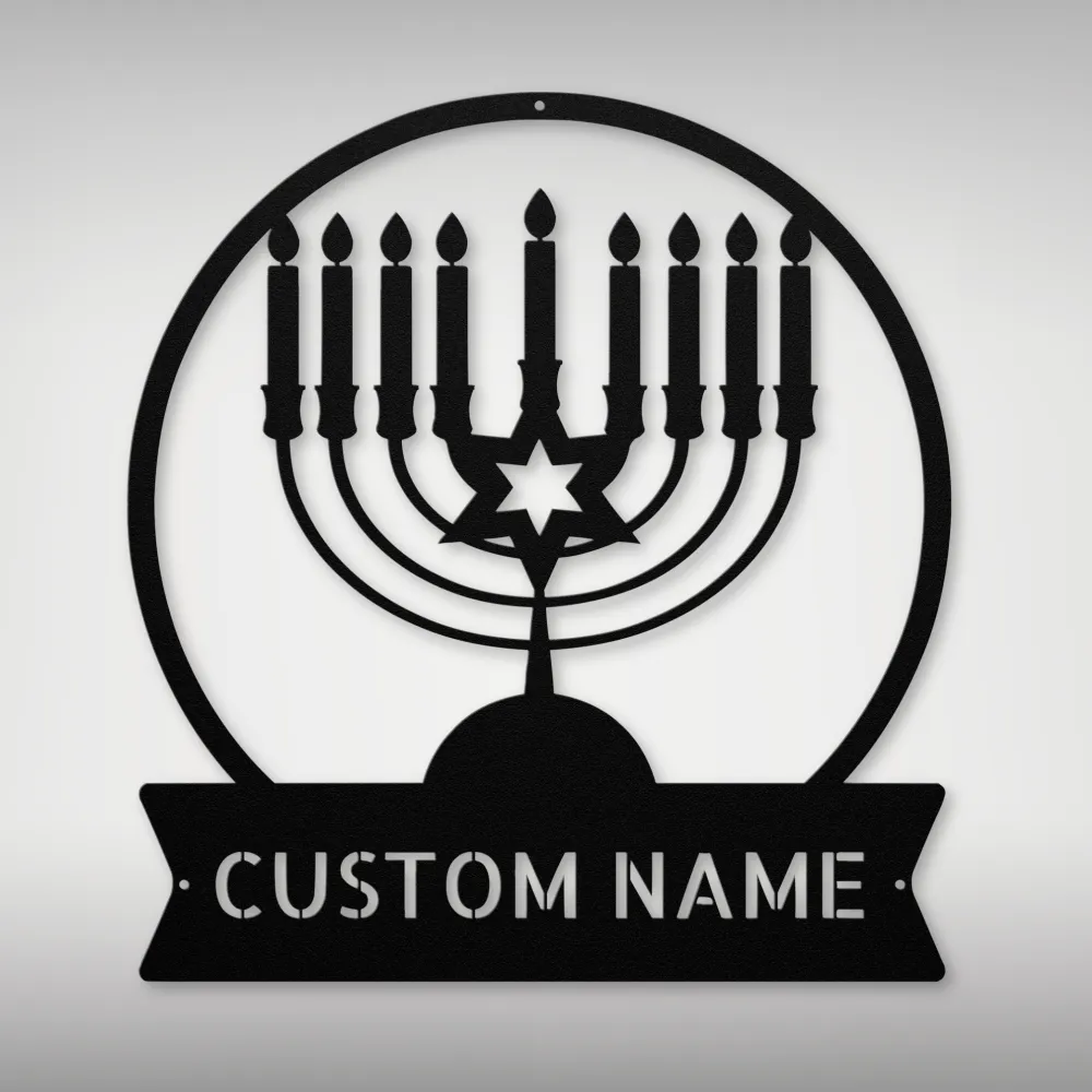Custom Hanukkah Candles Metal Sign Custom Hanukkah Candles Metal Sign