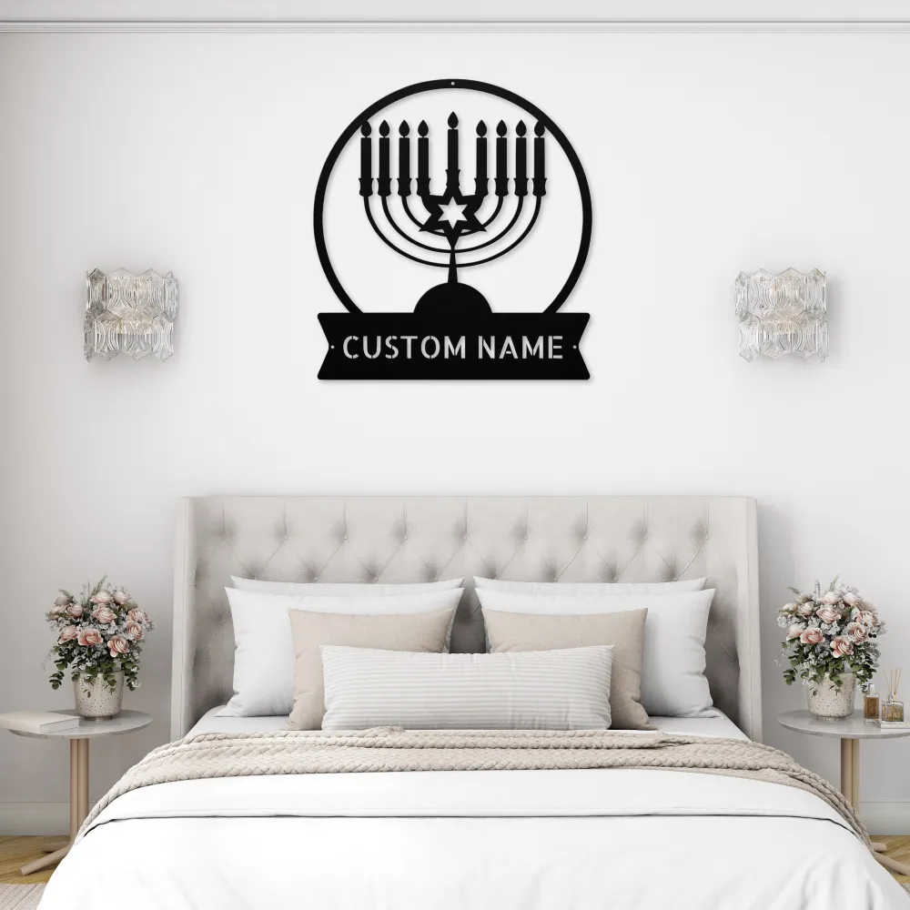 Custom Hanukkah Candles Metal Sign Custom Hanukkah Candles Metal Sign