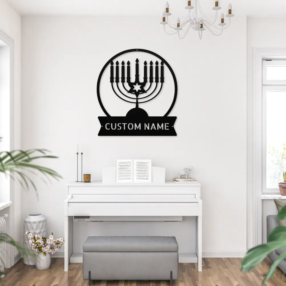 Custom Hanukkah Candles Metal Sign Custom Hanukkah Candles Metal Sign