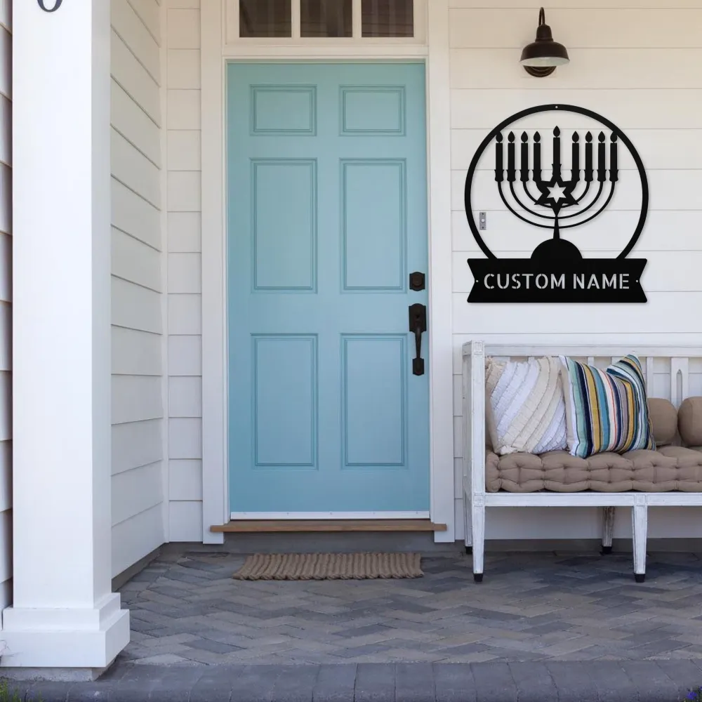 Custom Hanukkah Candles Metal Sign Custom Hanukkah Candles Metal Sign