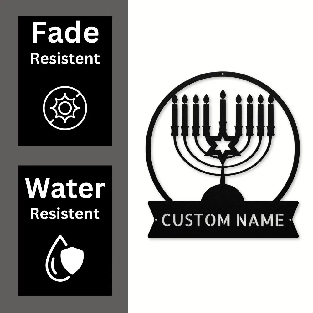 Custom Hanukkah Candles Metal Sign Custom Hanukkah Candles Metal Sign