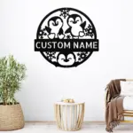 Custom Happy Penguins Metal Sign