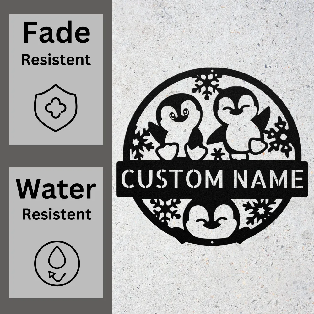 Custom Happy Penguins Metal Sign Custom Happy Penguins Metal Sign