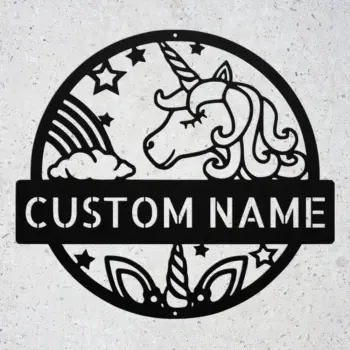 Custom Happy Unicorn Metal Sign