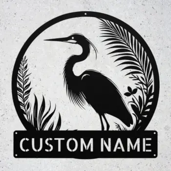 Custom Heron Bird Metal Sign