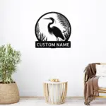 Custom Heron Bird Metal Sign