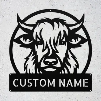 Custom Highland Cow Metal Sign