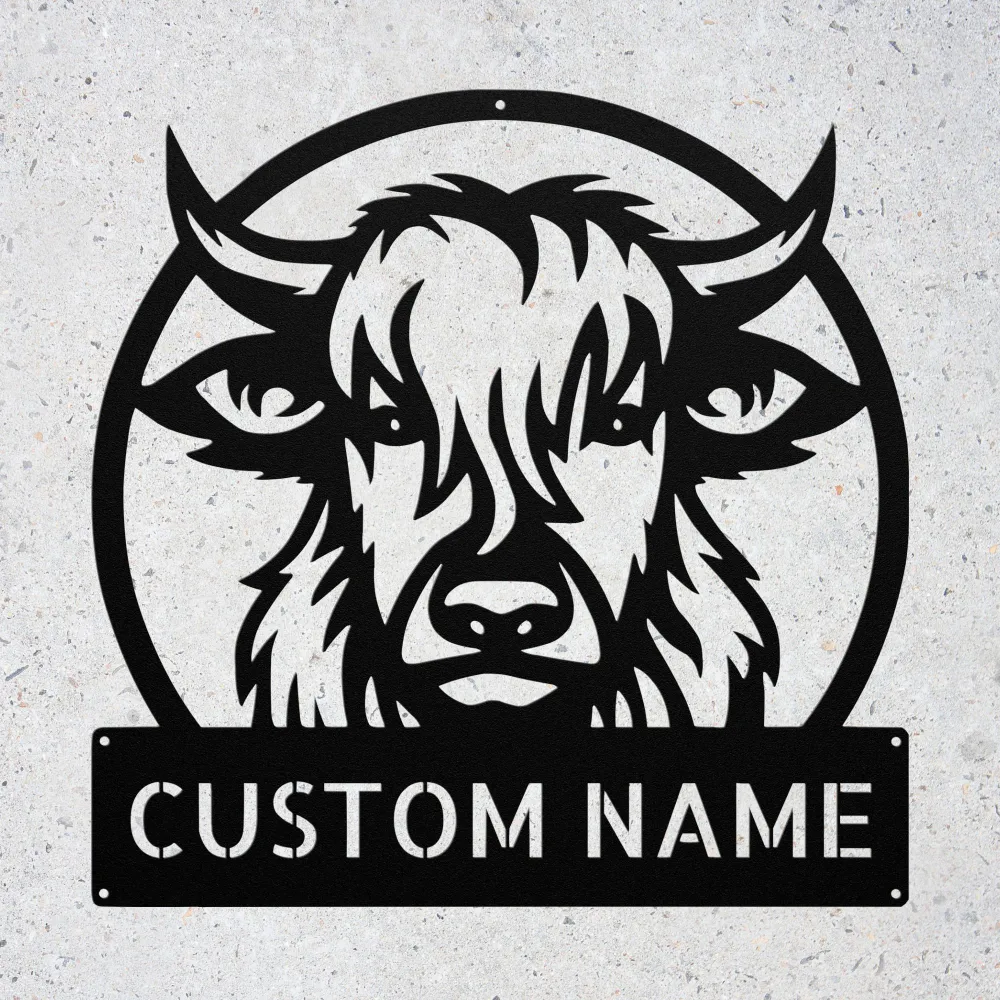 Custom Highland Cow Metal Sign Custom Highland Cow Metal Sign