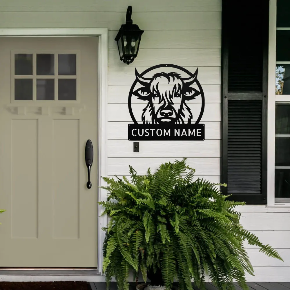Custom Highland Cow Metal Sign Custom Highland Cow Metal Sign
