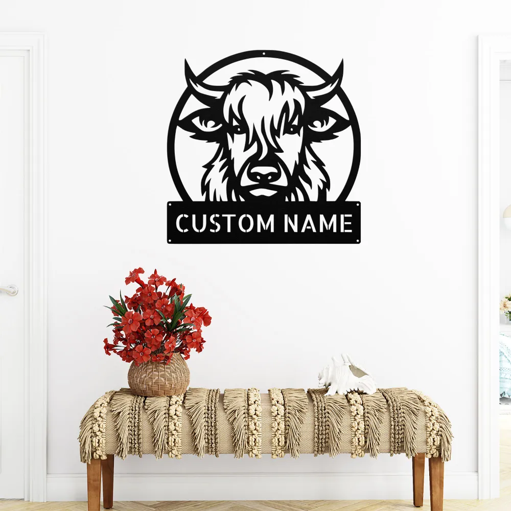 Custom Highland Cow Metal Sign Custom Highland Cow Metal Sign
