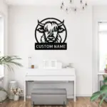Custom Highland Cow Metal Sign