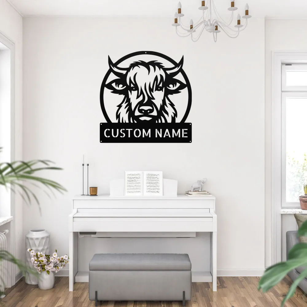 Custom Highland Cow Metal Sign Custom Highland Cow Metal Sign