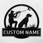 Custom Hunter And Dog Metal Sign