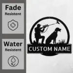 Custom Hunter And Dog Metal Sign