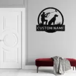 Custom Hunter And Dog Metal Sign