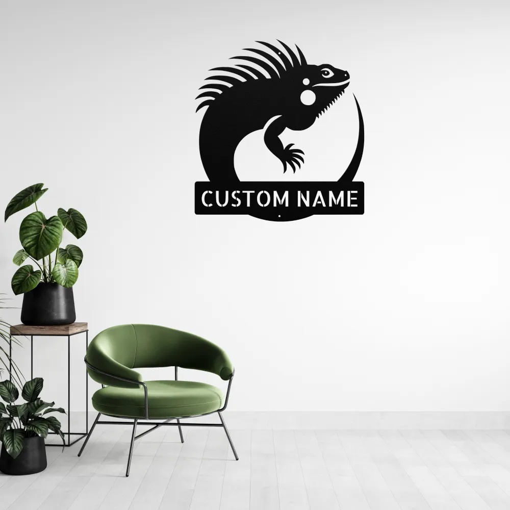 Custom Iguana Metal Sign Custom Iguana Metal Sign