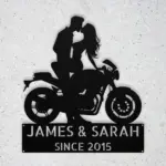 Custom Kissing Couple Moto Metal Sign