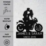 Custom Kissing Couple Moto Metal Sign