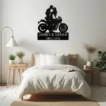 Custom Kissing Couple Moto Metal Sign