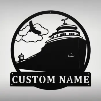 Custom Lake Freighter Ship Metal Sign
