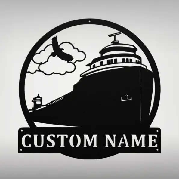 Custom Lake Freighter Ship Metal Sign